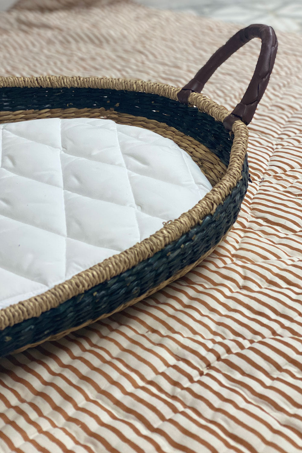 Baby Changing Basket Natural + Black MY ISLAND COLLECTIVE