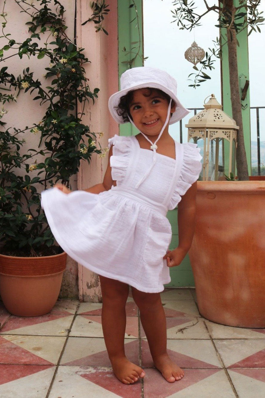 white pinafore dress Isobel White Pinafore Baby Dress for Stylish Little Girls – MY ISLAND  COLLECTIVE