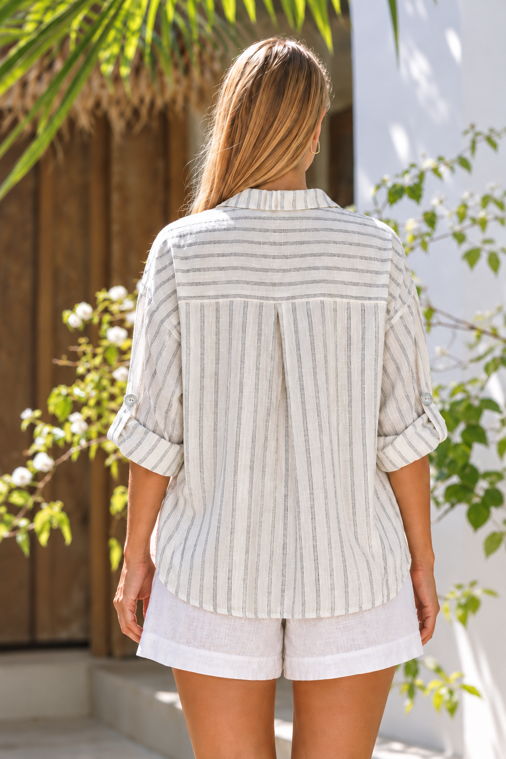 Amara Weekender Linen Shirt - Portofino Stripe