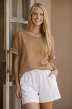 Sardinia Classic Linen Resort Tee | Camel