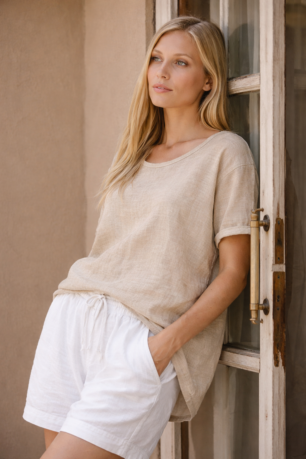 Sardinia Classic Linen Resort Tee | Oatmeal