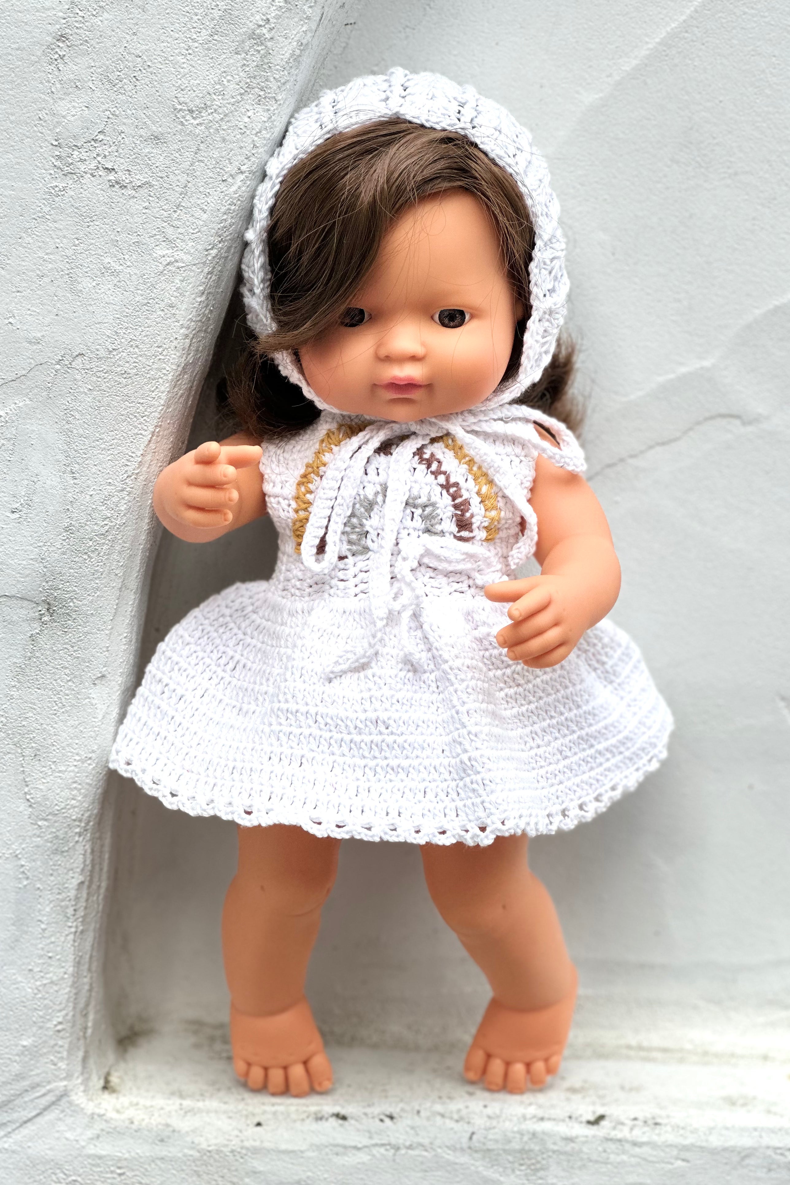 Miniland Doll Clothes | Pippa Dress & Bonnet 38cm