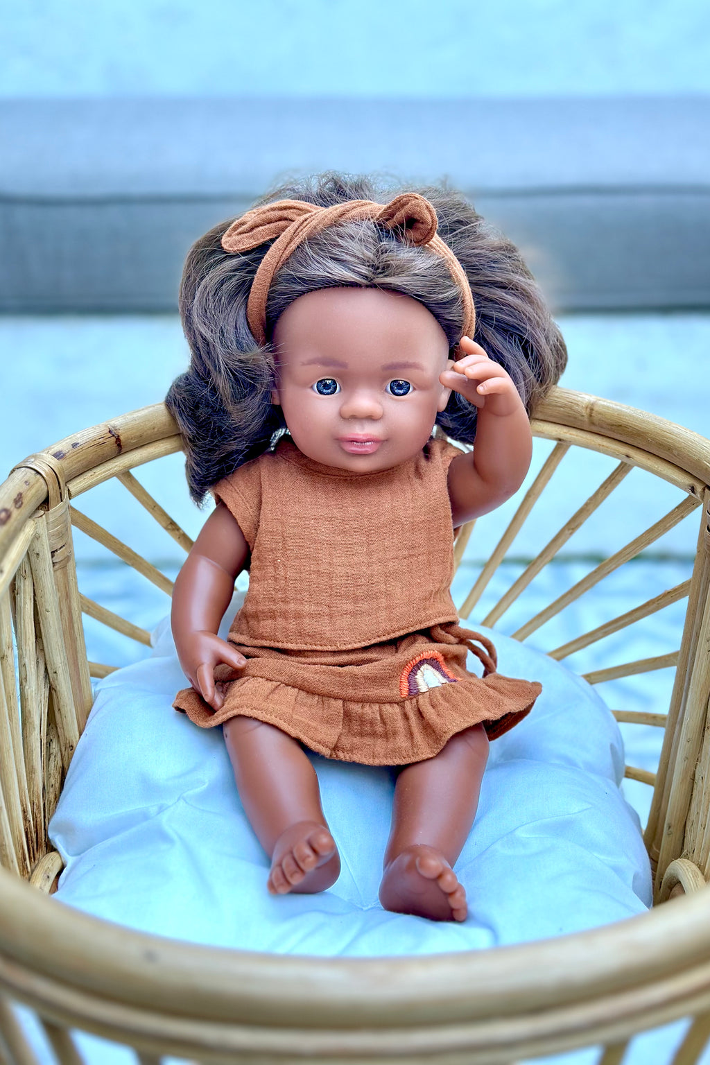 Rattan Rainbow Doll Bassinet | Natural