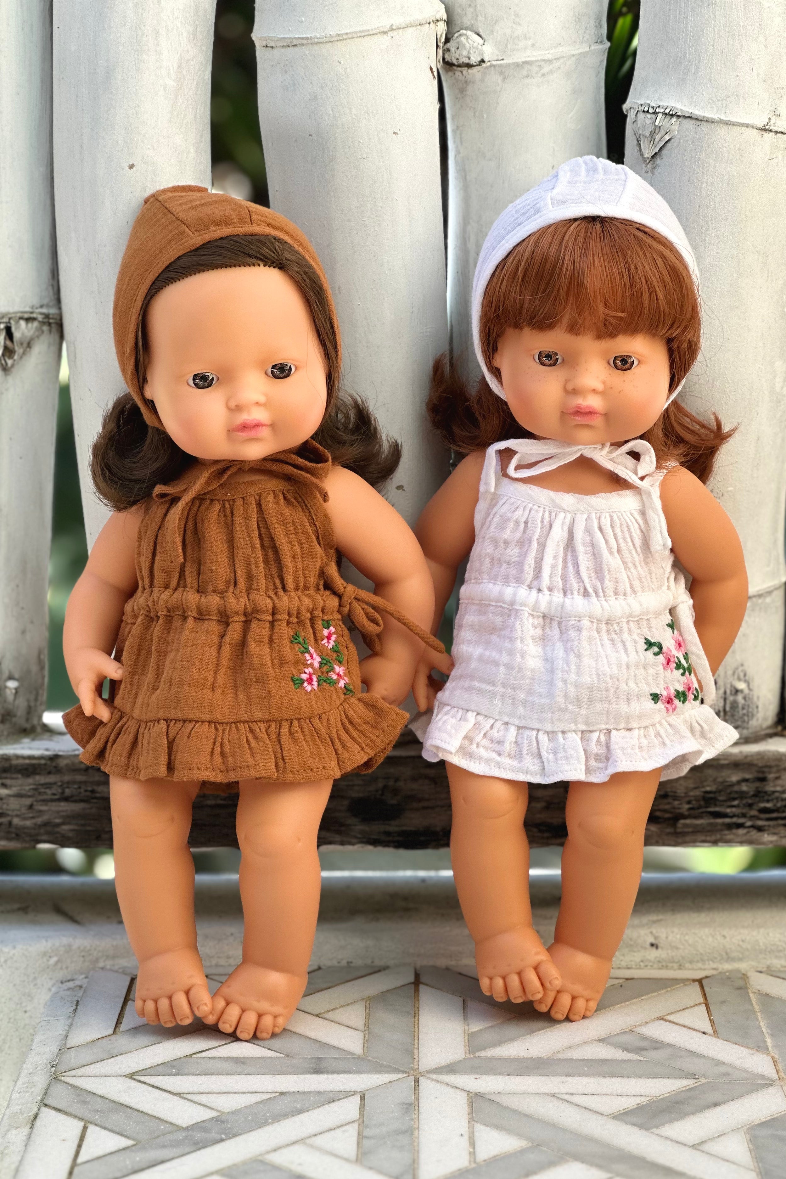 Miniland Doll Clothes | Matilda Dress & Bonnet 38cm