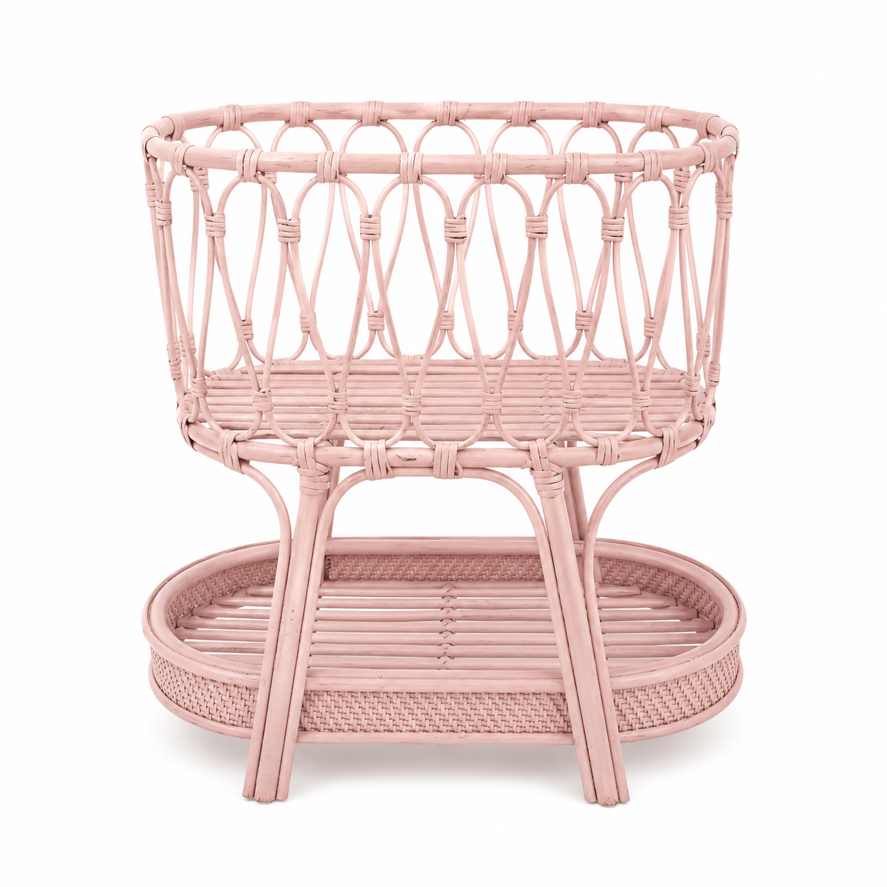 Rattan Doll Bassinet | Pink