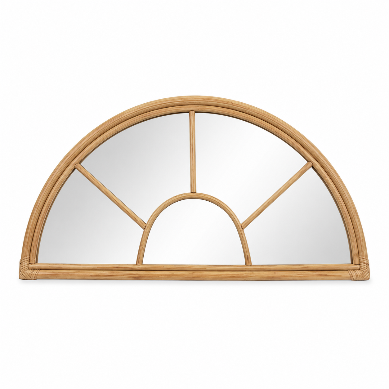 Half Circle Rattan Mirror