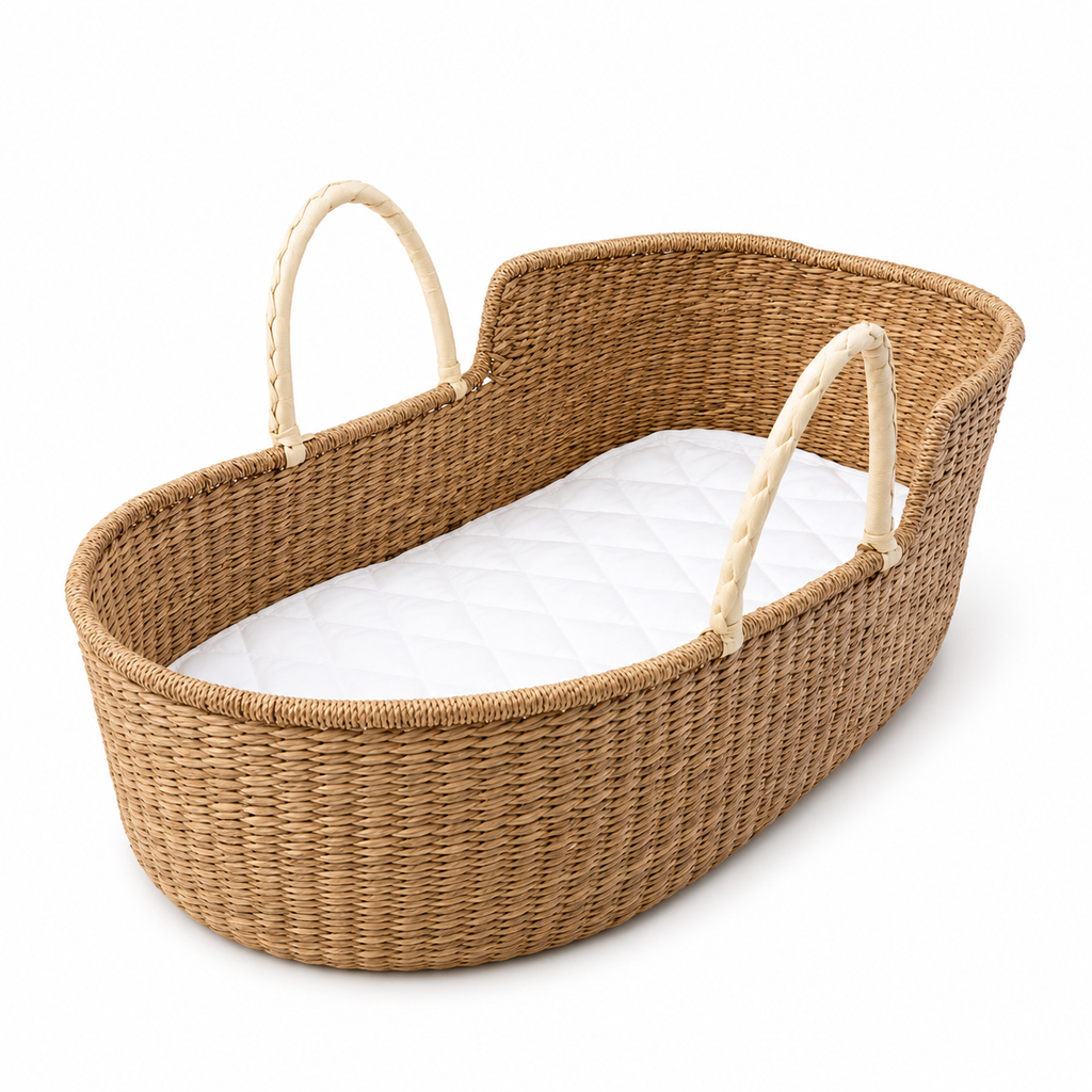 Moses Basket + Creme Handles
