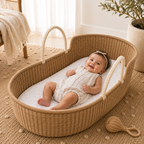 Moses Basket + Creme Handles