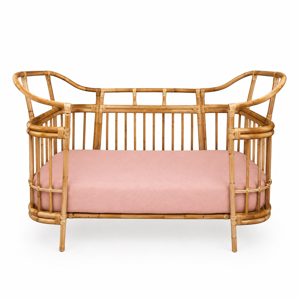 Isola French Flax Linen Fitted Cot Sheet | Blush
