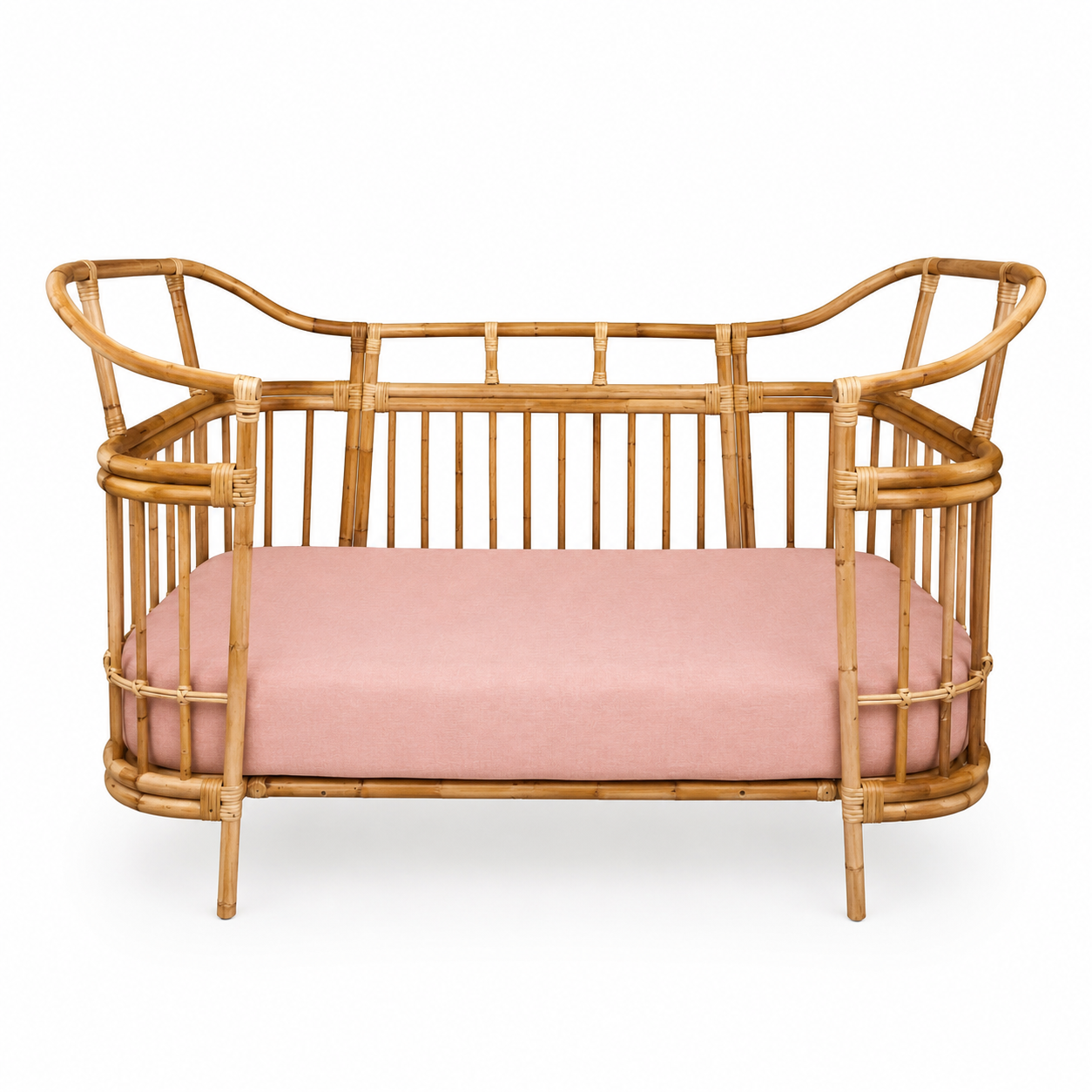 Isola French Flax Linen Fitted Cot Sheet | Blush