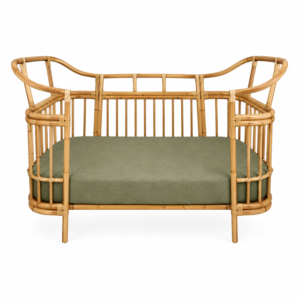 Isola French Flax Linen Fitted Cot Sheet | Olive
