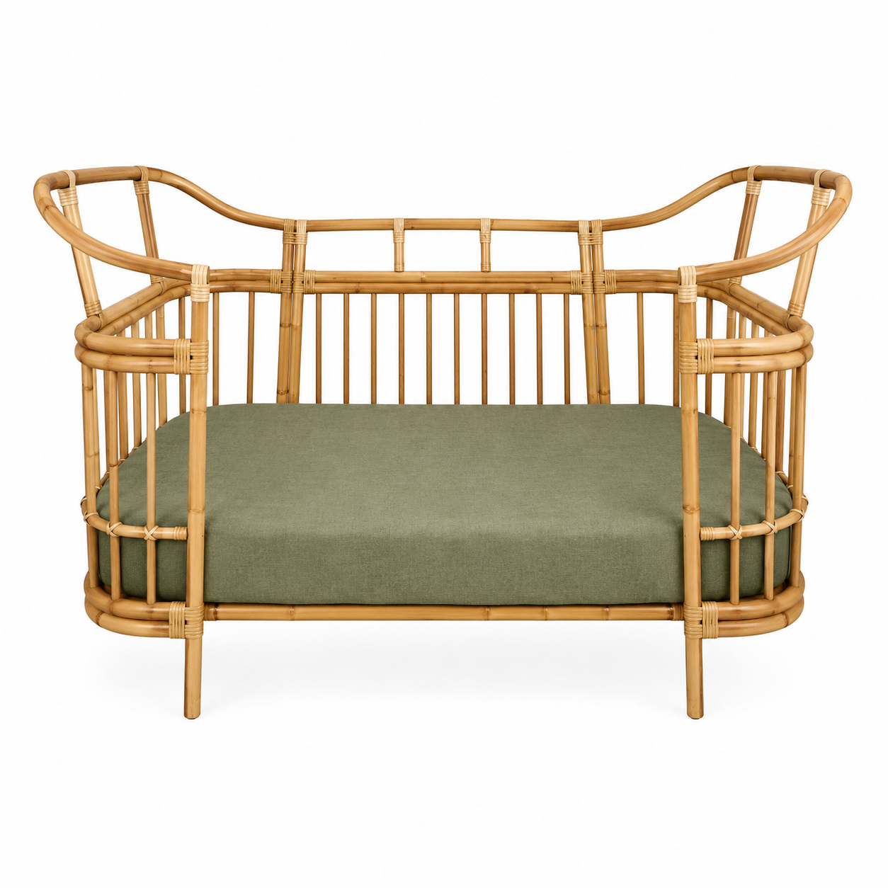Isola French Flax Linen Fitted Cot Sheet | Olive