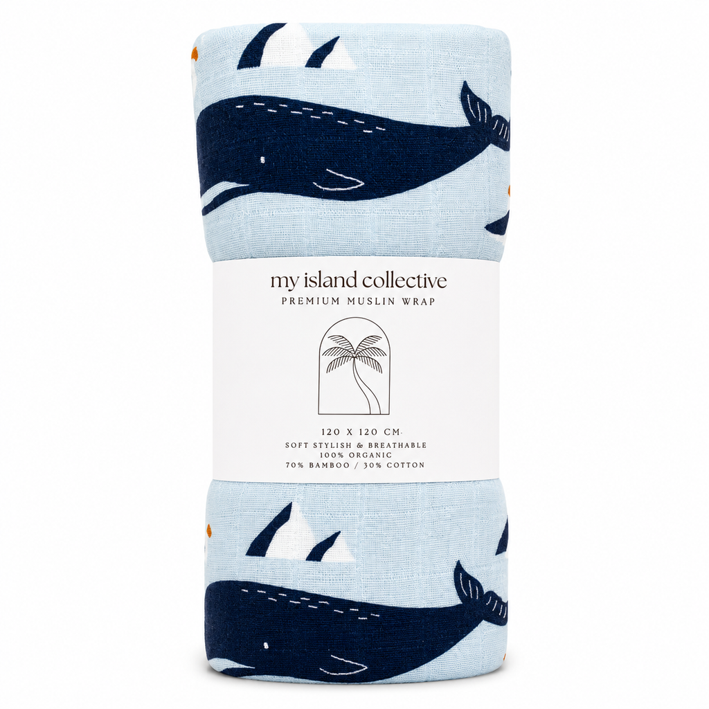 Organic Bamboo / Cotton Baby Wrap | Whales
