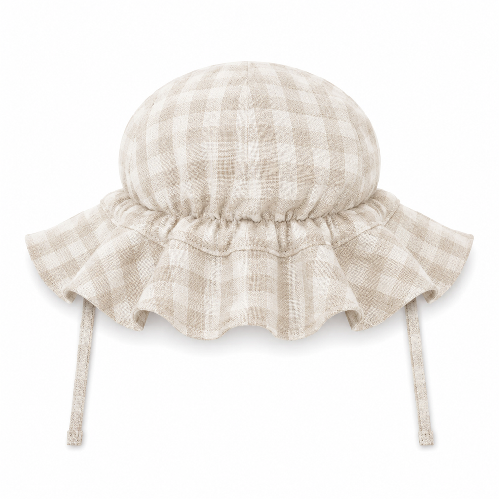 Bambino Baby Sun Hat  - Unisex - Natural Gingham