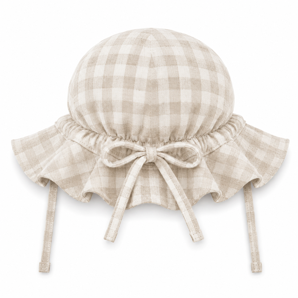 Bambino Baby Sun Hat  - Unisex - Natural Gingham