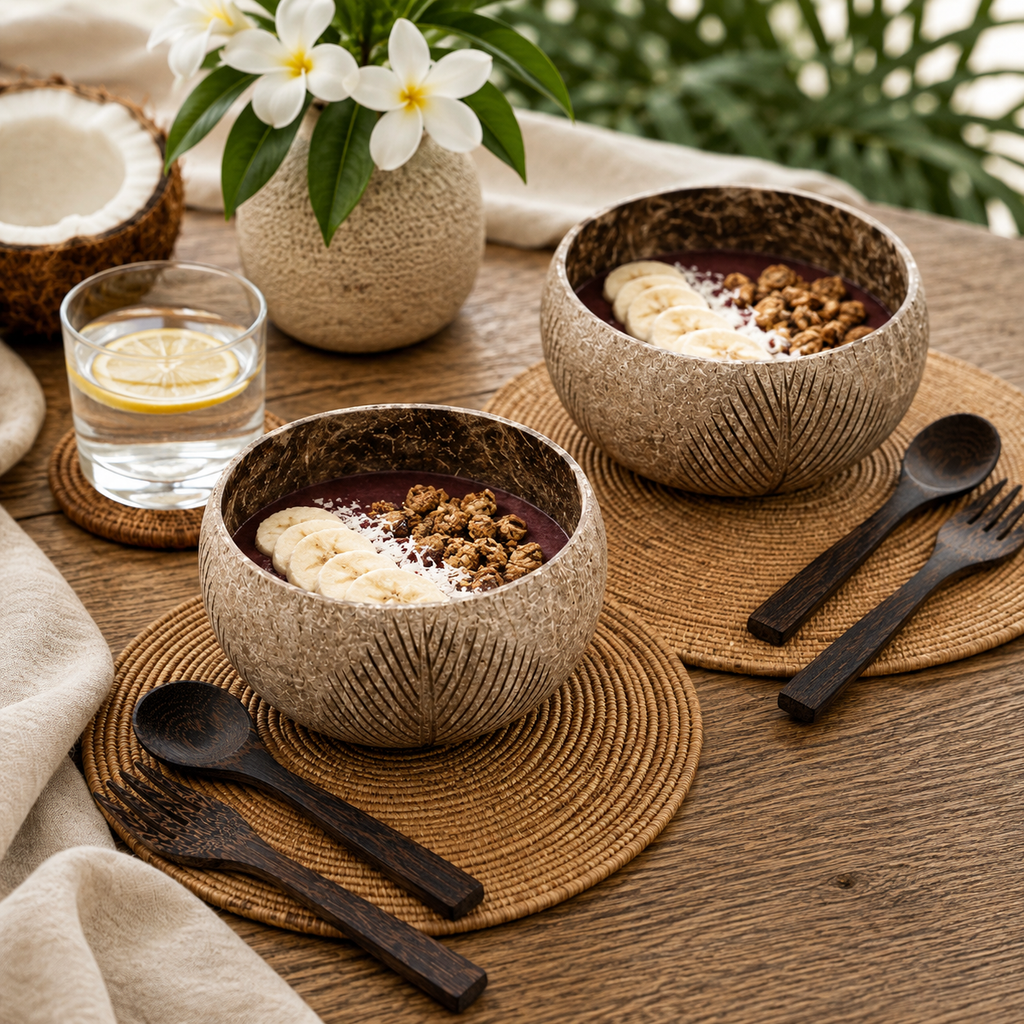 LEAF / JUMBO COCONUT BOWLS (2)
