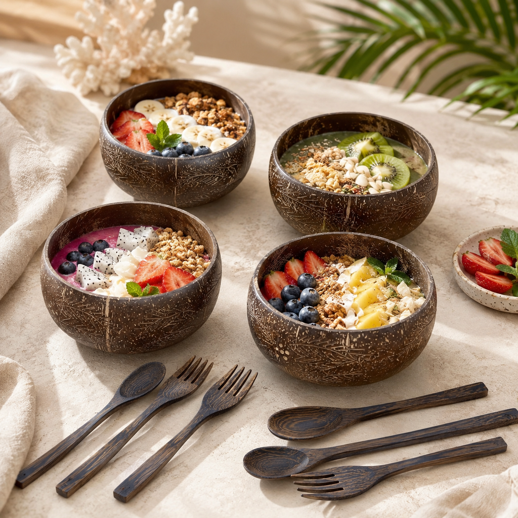 PALM TREE  / JUMBO COCONUT BOWLS(4)
