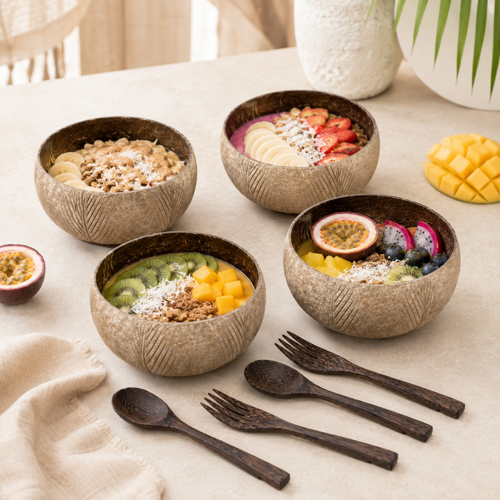 LEAF / JUMBO COCONUT BOWL SET (4)