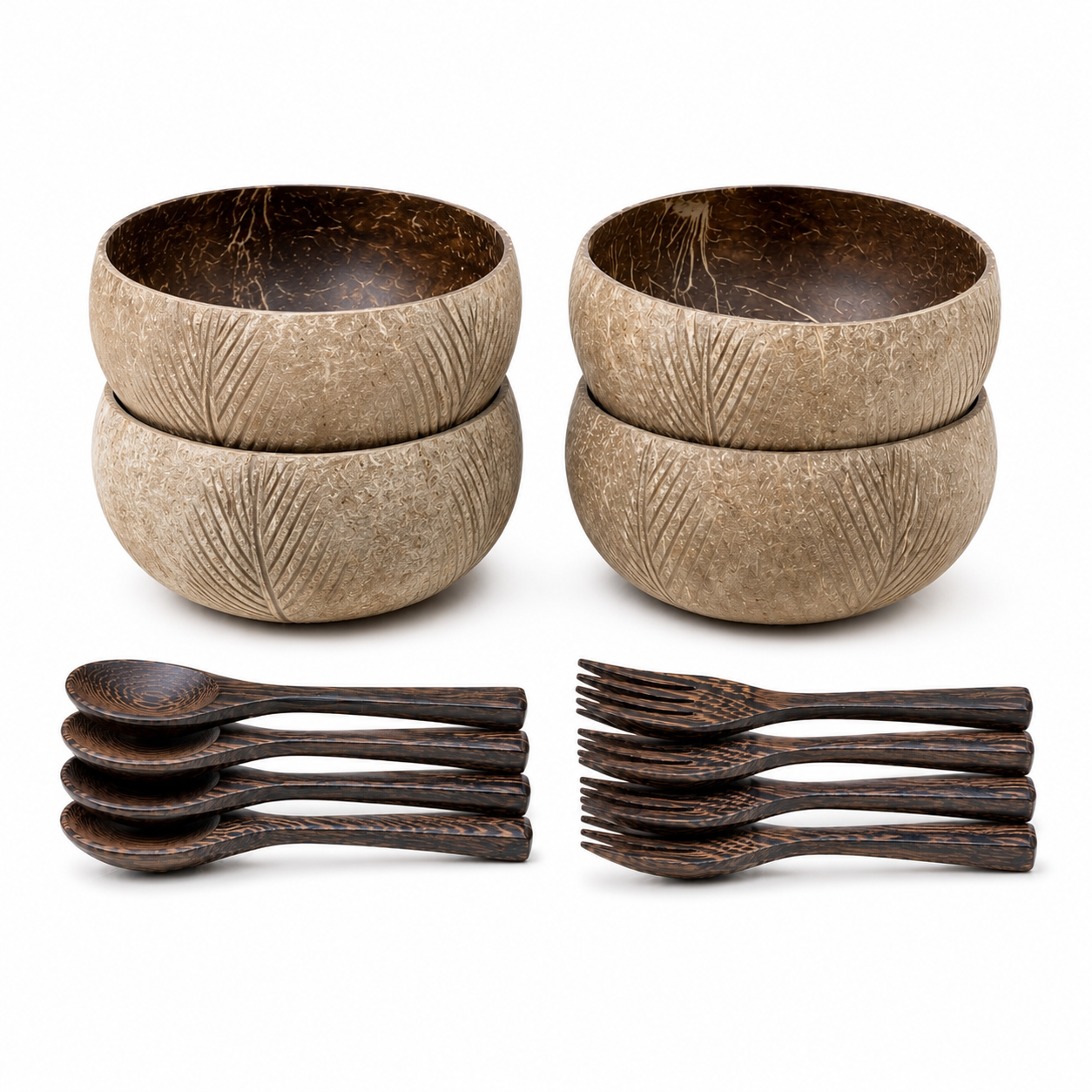 LEAF / JUMBO COCONUT BOWL SET (4)