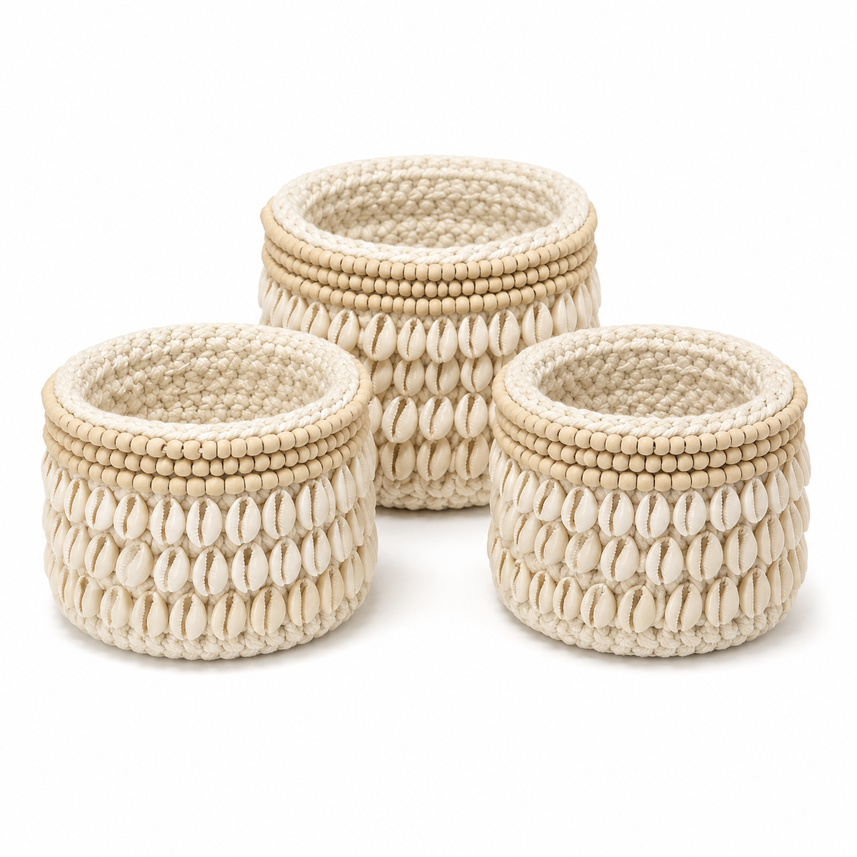 Macrame + Cowrie Shell Baskets
