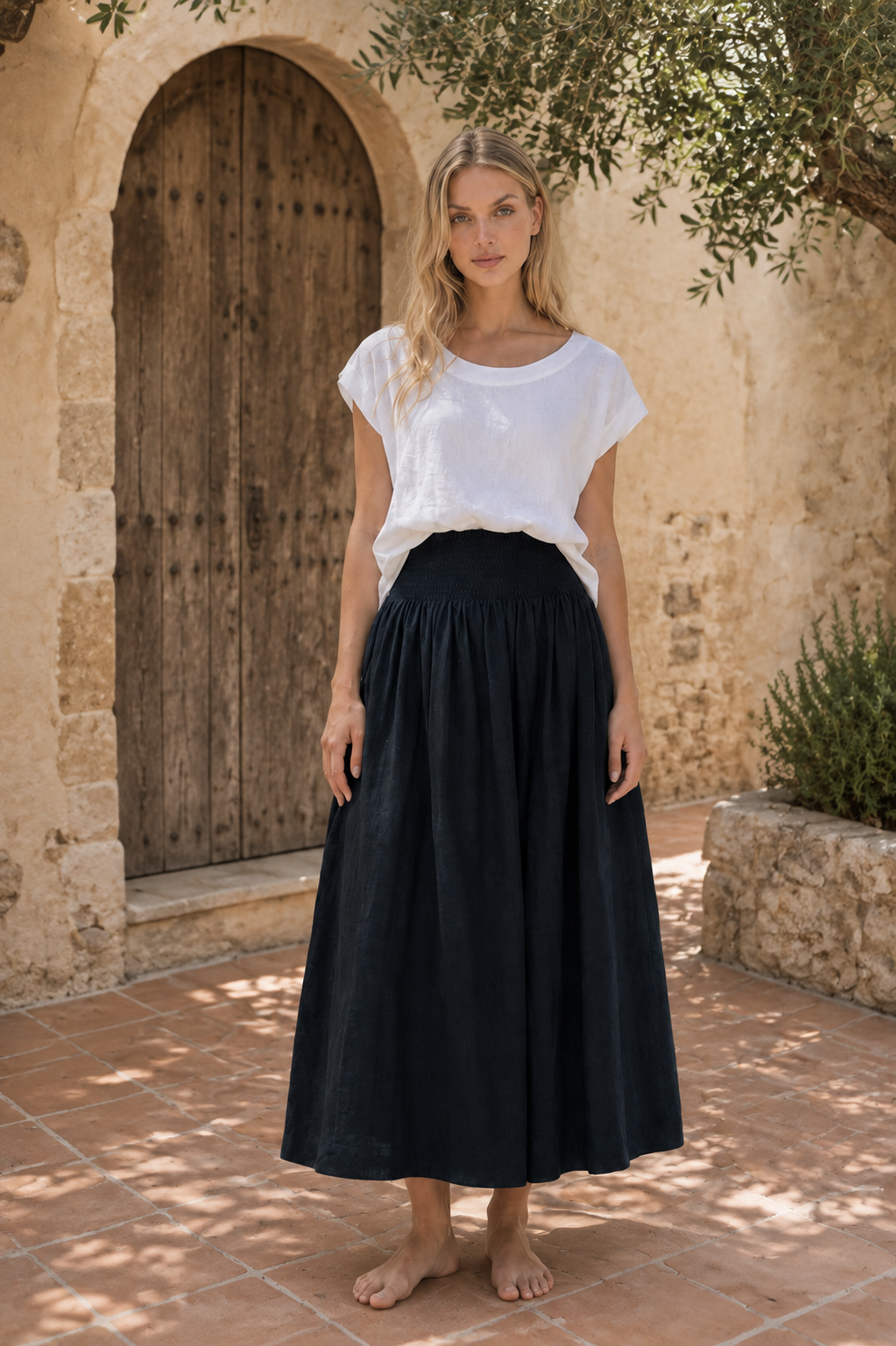 Milano Linen Skirt | Midi | Slate