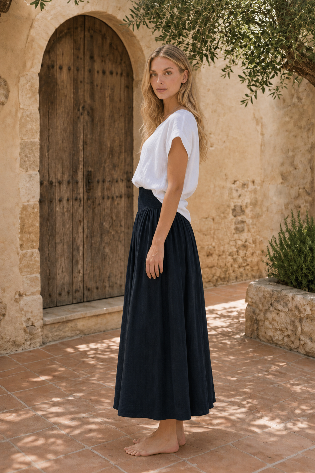 Milano Linen Skirt | Midi | Slate