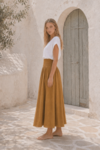 Milano Linen Skirt | Midi | Mustard