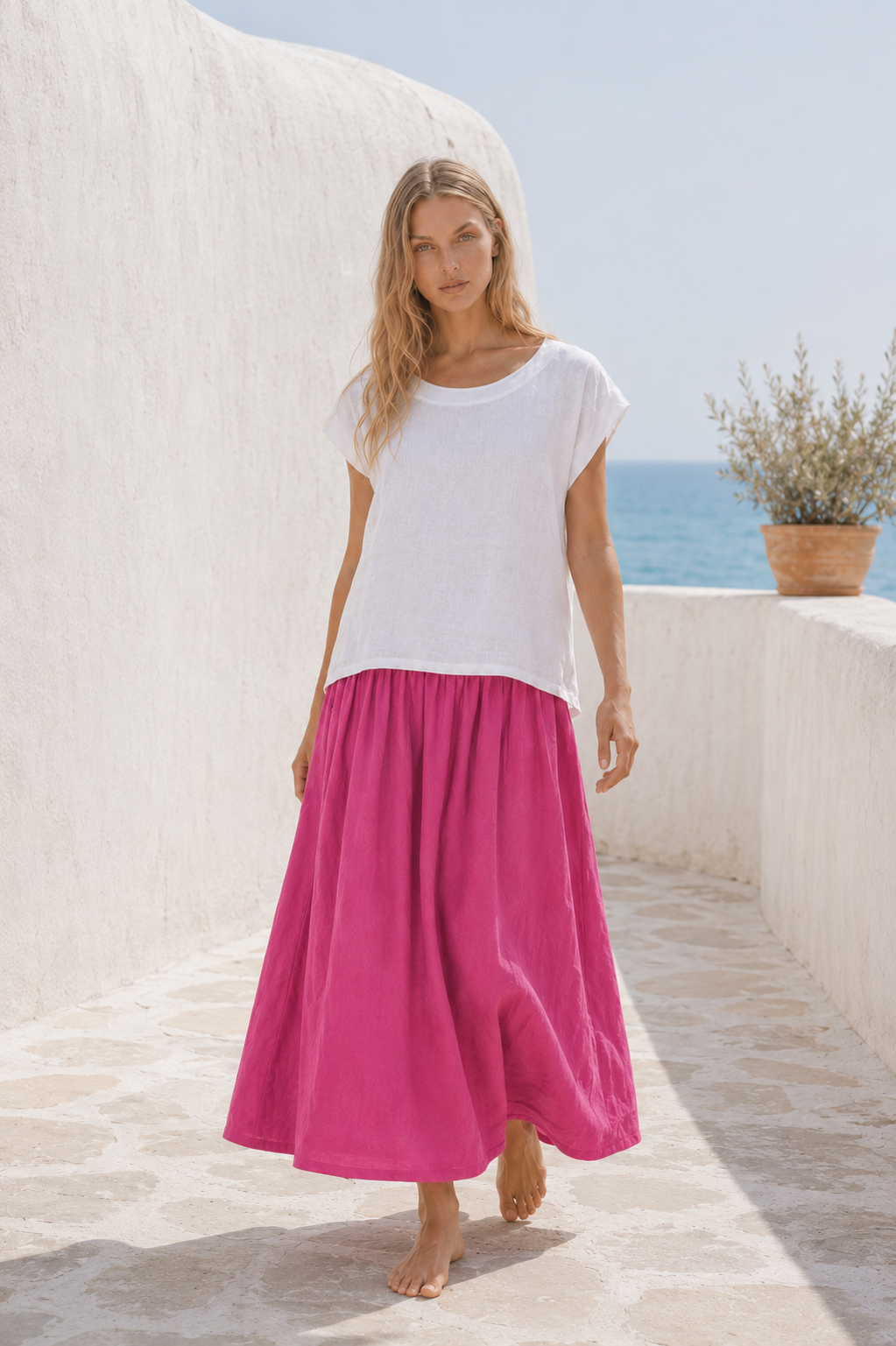 Milano Linen Skirt | Midi | Pink