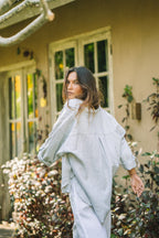 Amara Weekender Linen Shirt | Amalfi Pinstripe - MY ISLAND COLLECTIVE