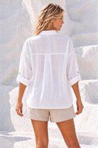 Amara Weekender Linen Shirt - White - MY ISLAND COLLECTIVE