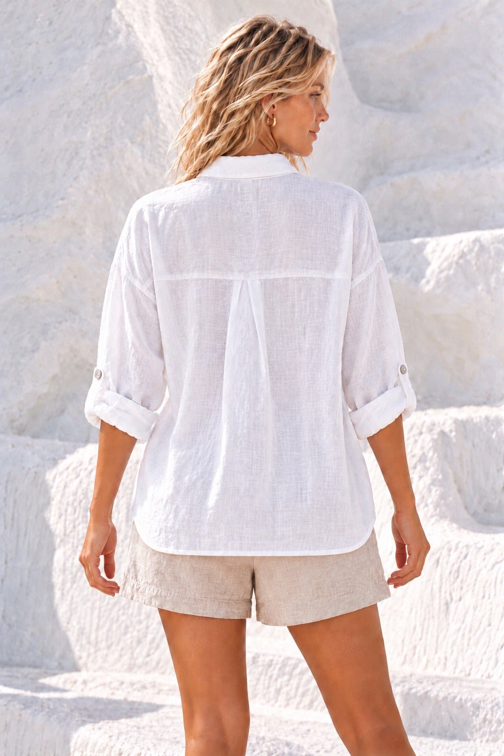 Amara Weekender Linen Shirt - White - MY ISLAND COLLECTIVE