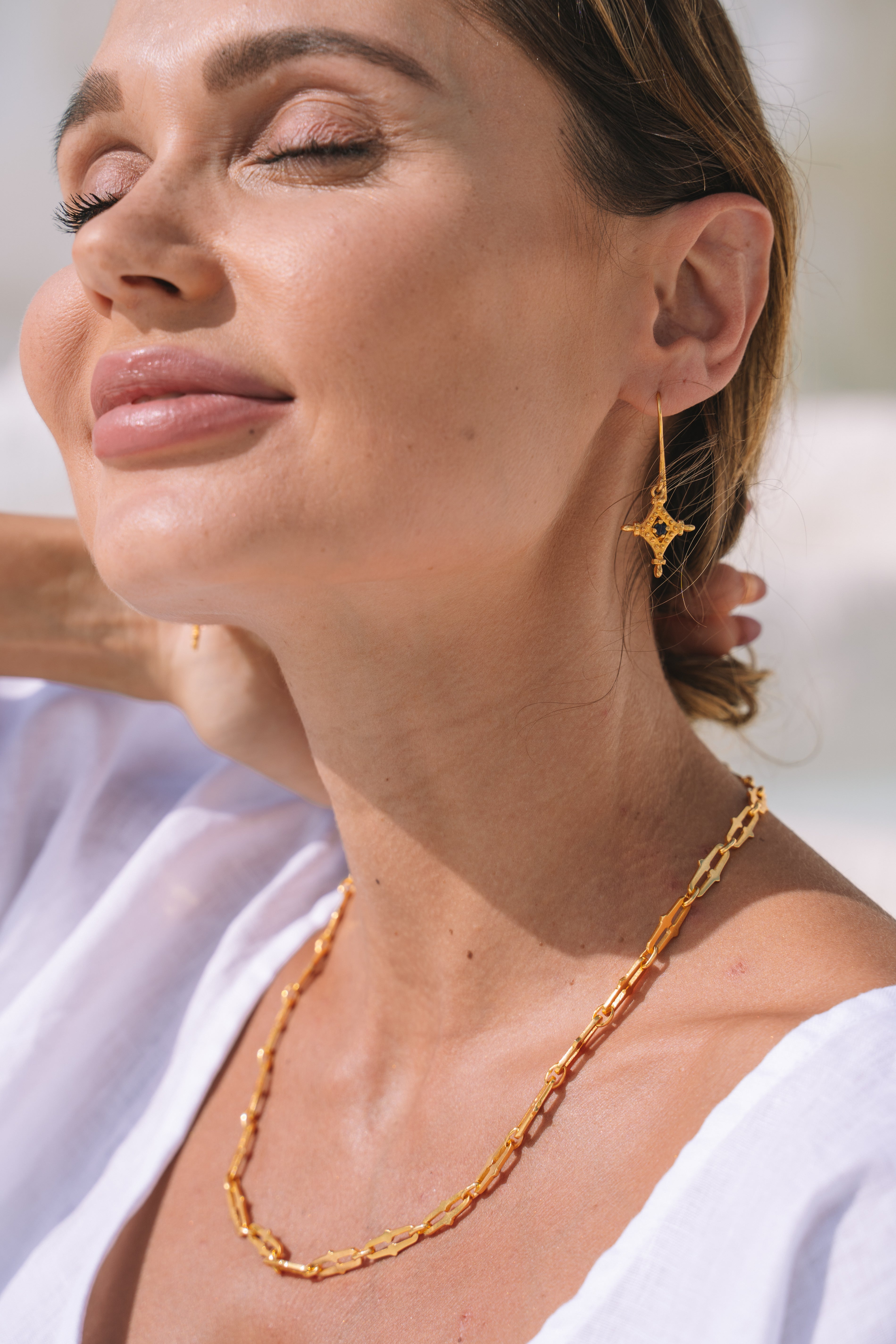 Aphrodite Earrings | Gold + Sapphire - MY ISLAND COLLECTIVE