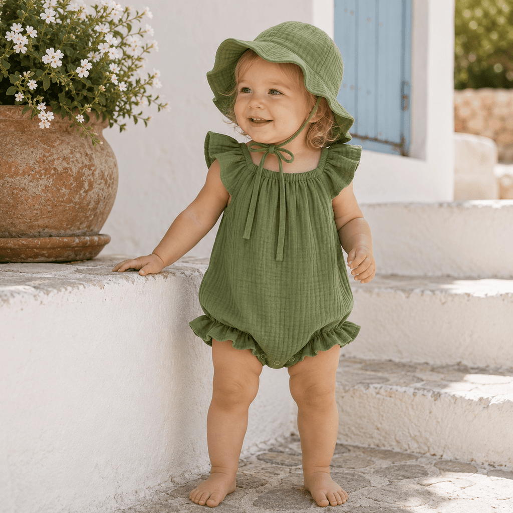 Bambino Baby Sun Hat - Unisex - Basil - MY ISLAND COLLECTIVE