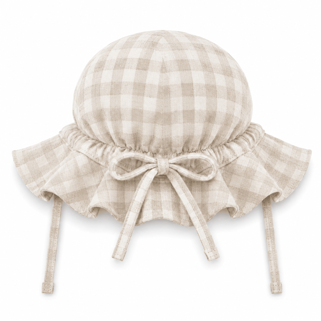 Bambino Baby Sun Hat - Unisex - Natural Gingham - MY ISLAND COLLECTIVE