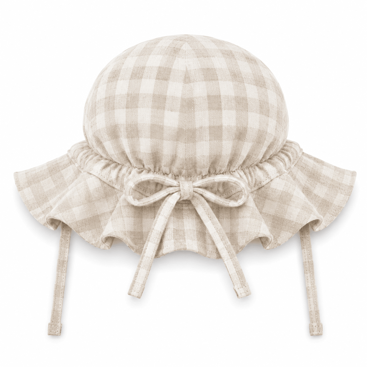 Bambino Baby Sun Hat - Unisex - Natural Gingham - MY ISLAND COLLECTIVE