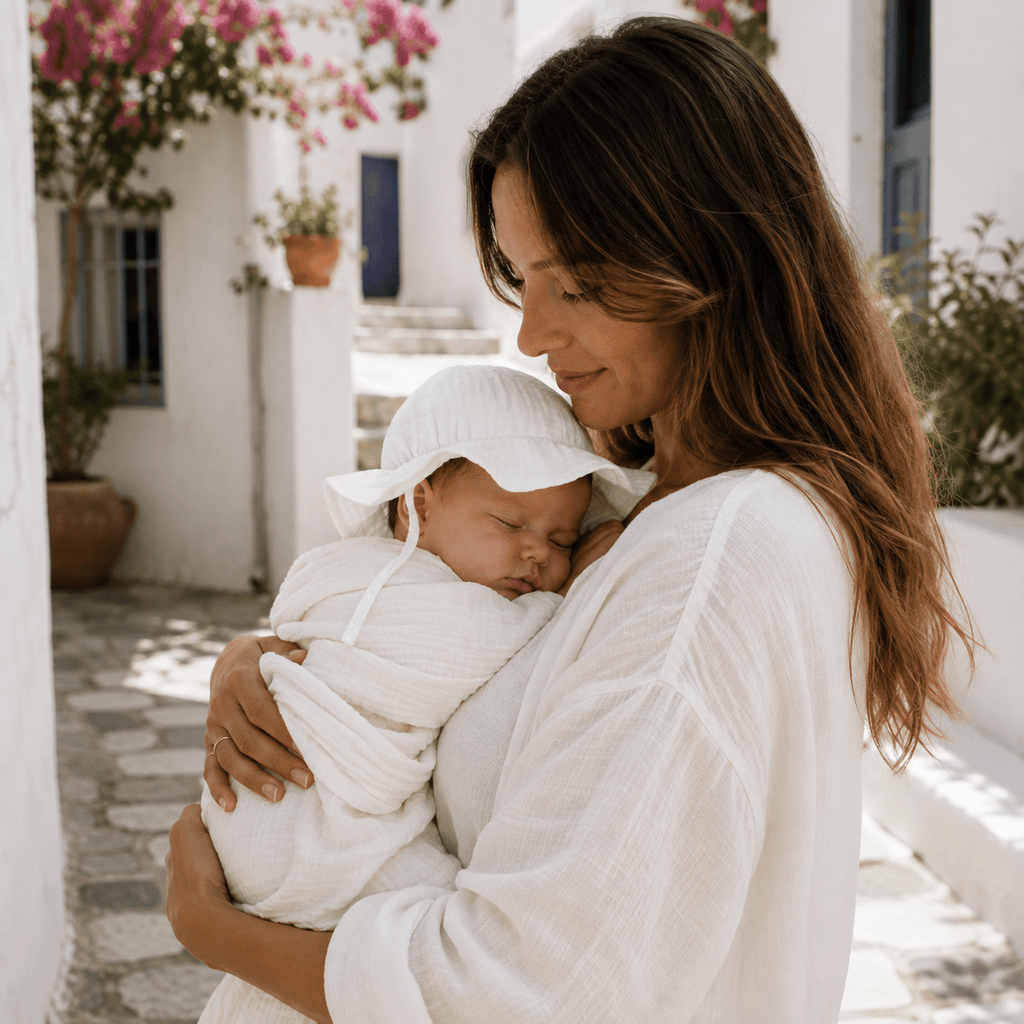 Bambino Baby Sun Hat - Unisex - White - MY ISLAND COLLECTIVE