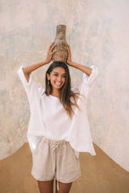 Barbados Resort Short Linen | Natural - MY ISLAND COLLECTIVE