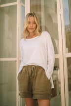 Barbados Resort Short Linen | Olive - MY ISLAND COLLECTIVE