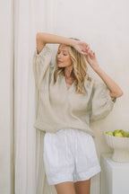 Barbados Resort Short Linen | White - MY ISLAND COLLECTIVE
