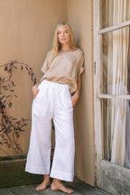 Bellagio Linen Top / Cognac - MY ISLAND COLLECTIVE