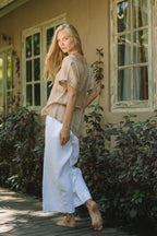 Bellagio Linen Top / Cognac - MY ISLAND COLLECTIVE