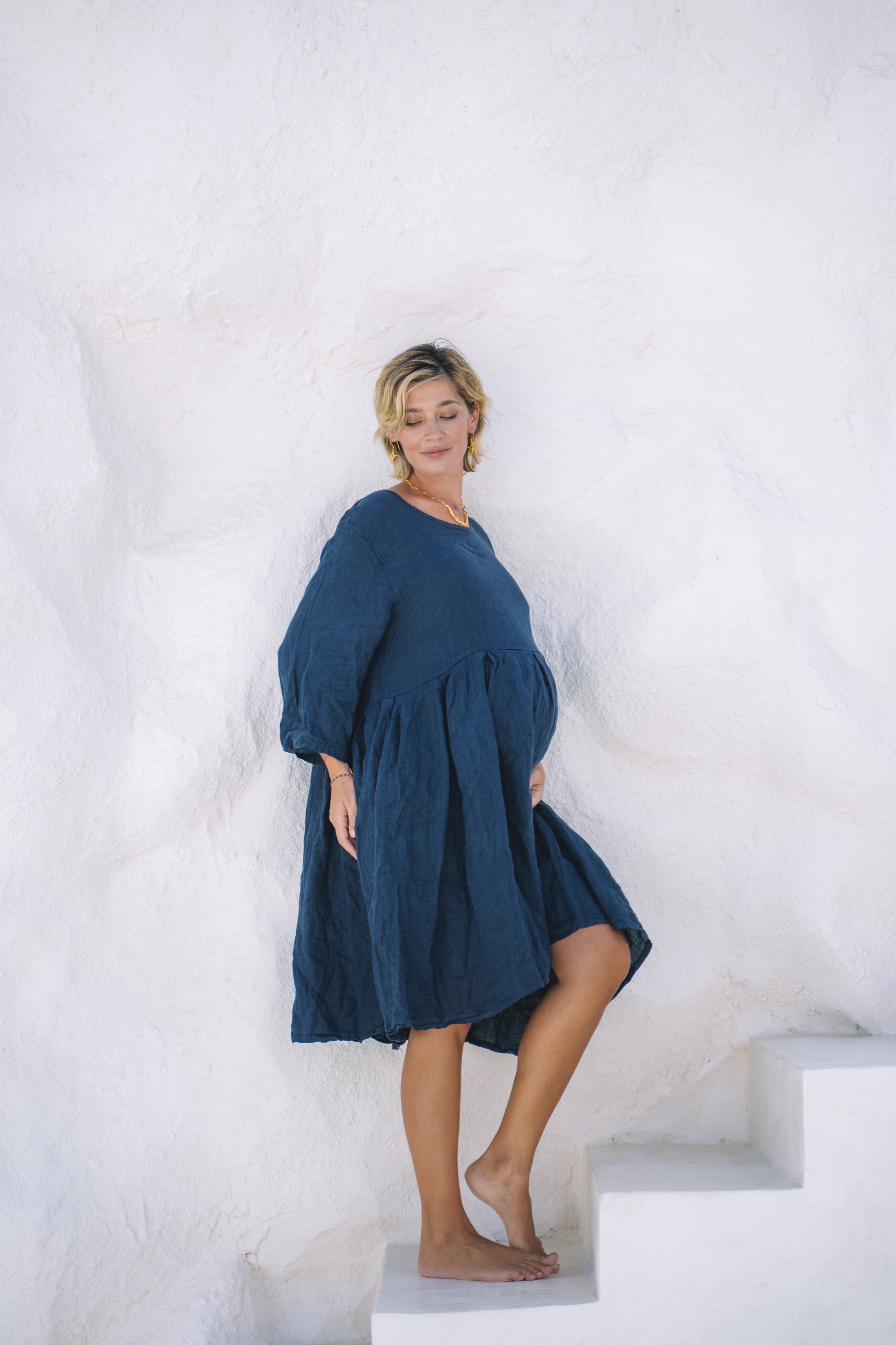 Corsica Italian Linen Weekender Dress | Navy - MY ISLAND COLLECTIVE