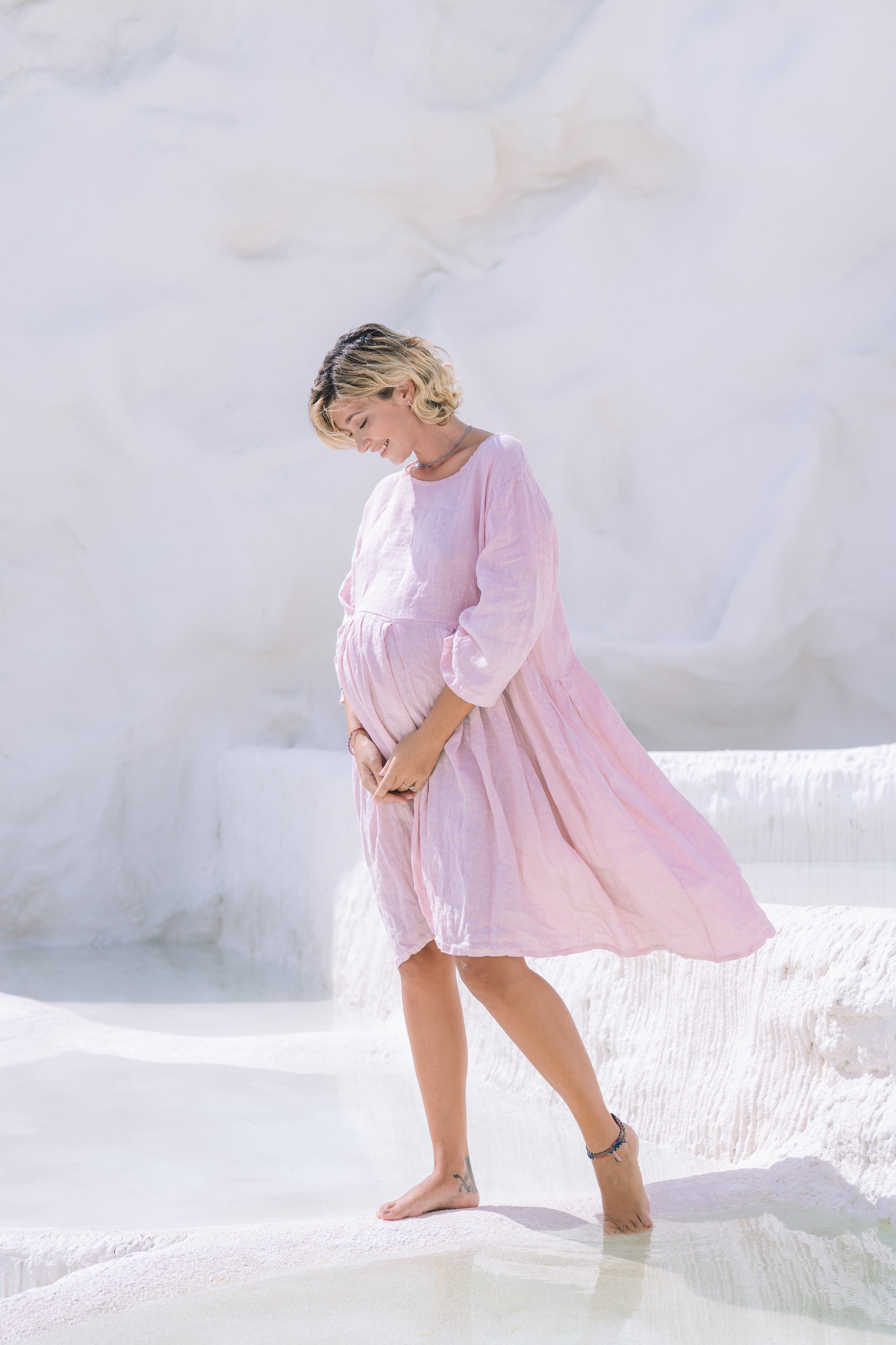 Corsica Italian Linen Weekender Dress | Pink - MY ISLAND COLLECTIVE