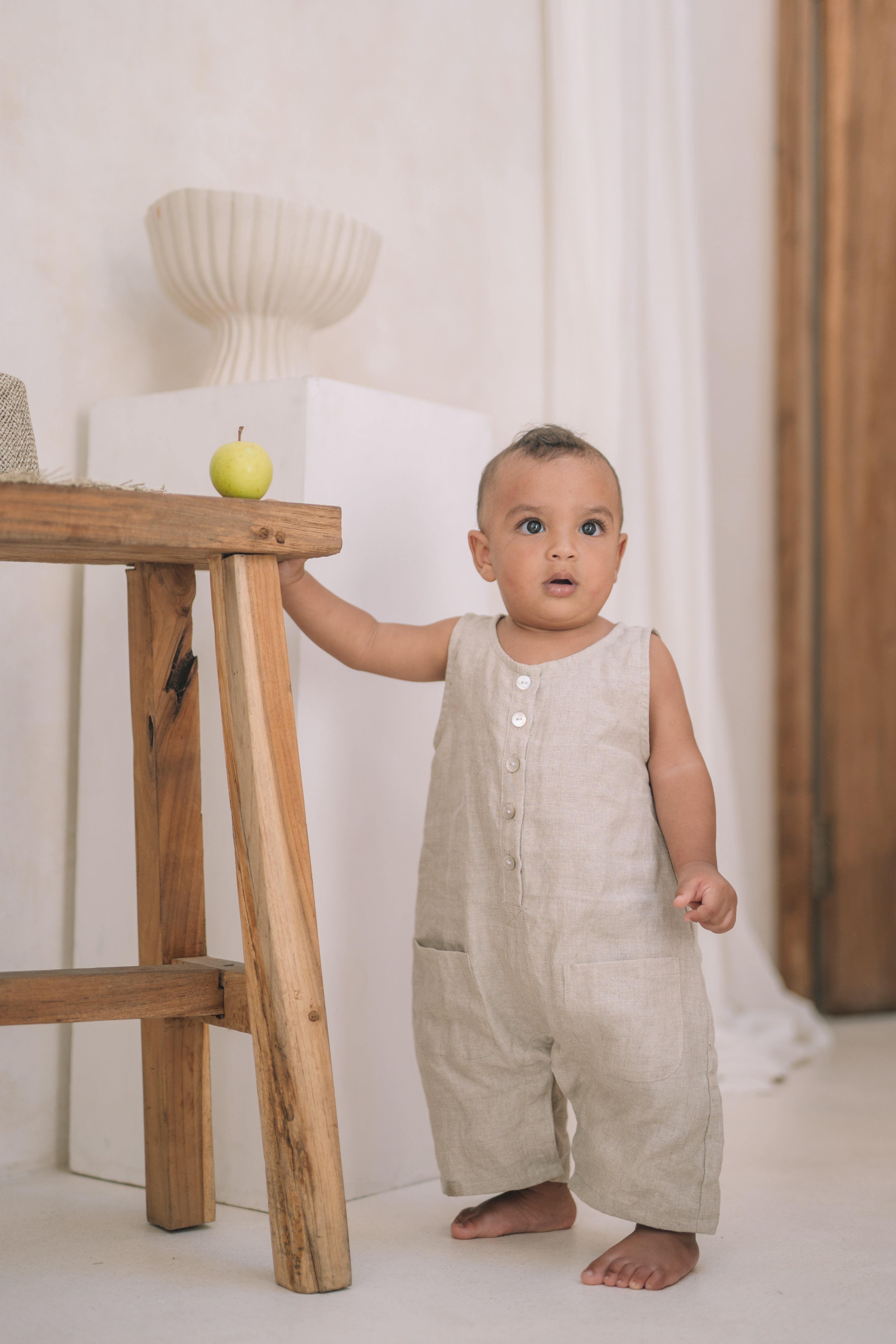 Dominique Romper | Natural Linen - MY ISLAND COLLECTIVE
