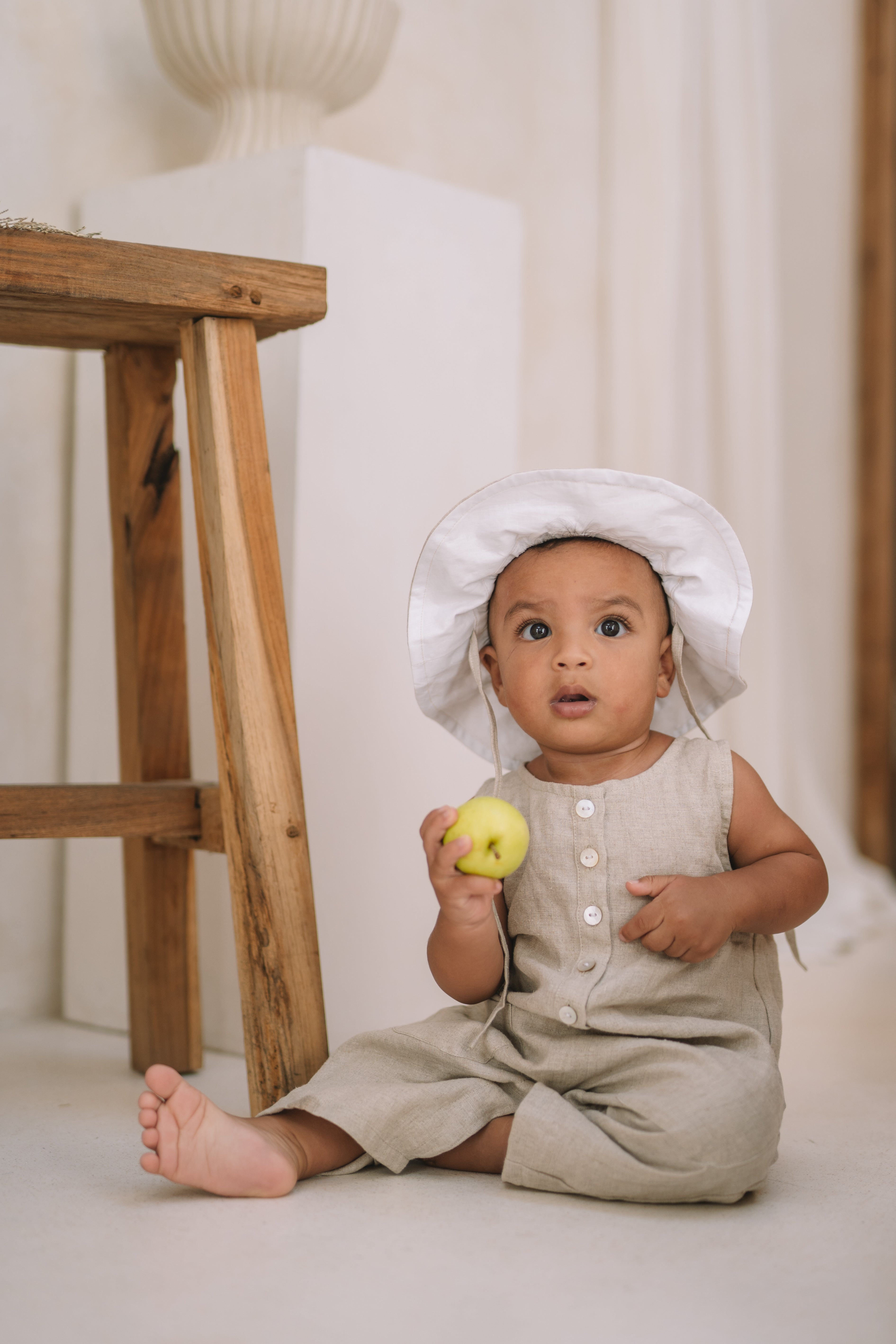 Dominique Romper | Natural Linen - MY ISLAND COLLECTIVE