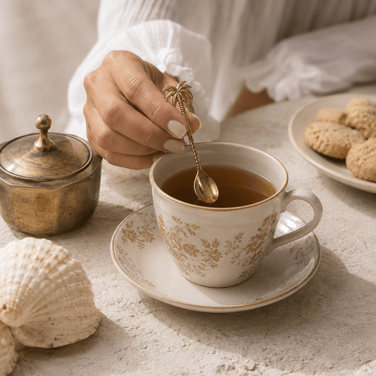 Gold Brass Palm Tree | Tea Spoon - MY ISLAND COLLECTIVE