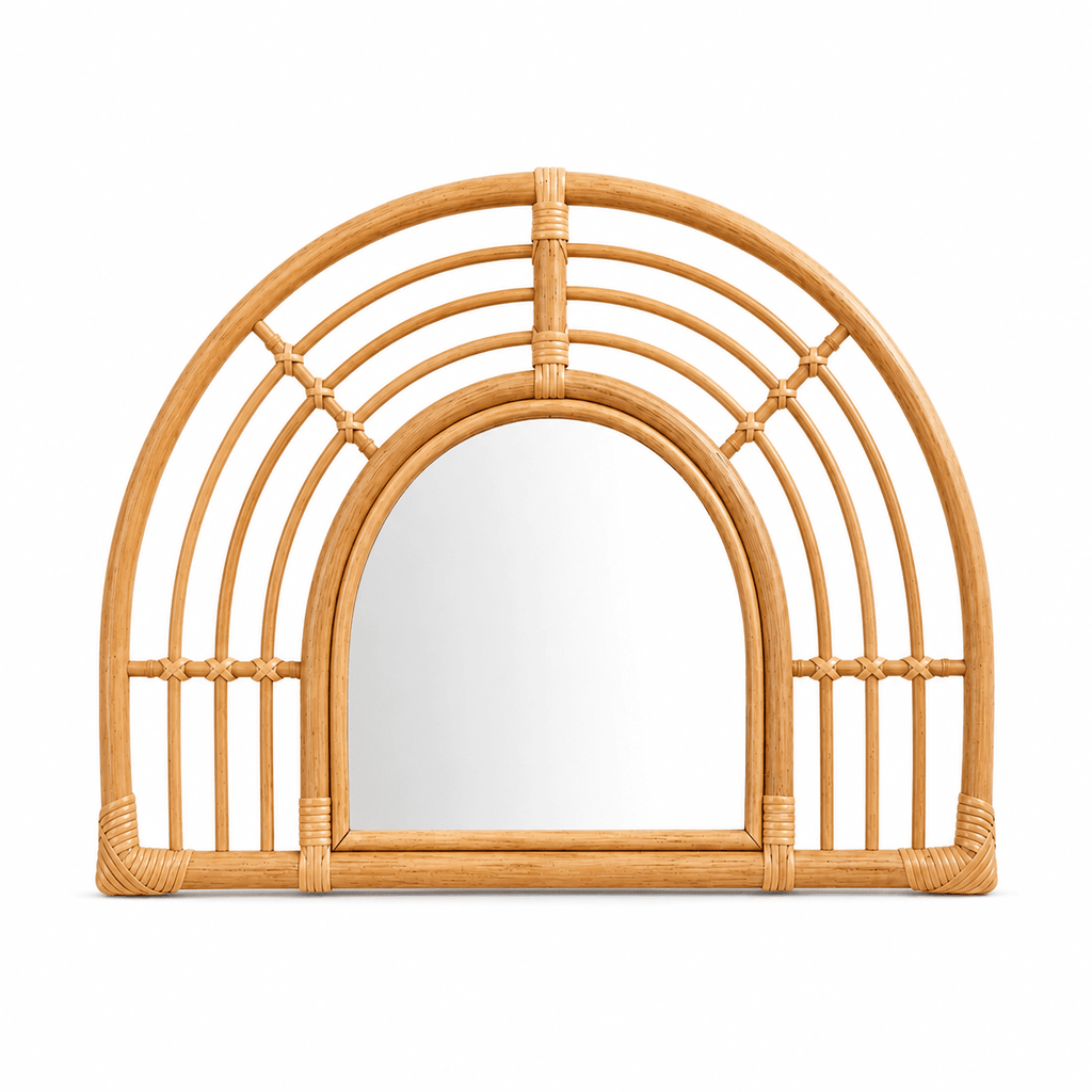 Half Circle Rainbow Rattan Mirror - MY ISLAND COLLECTIVE