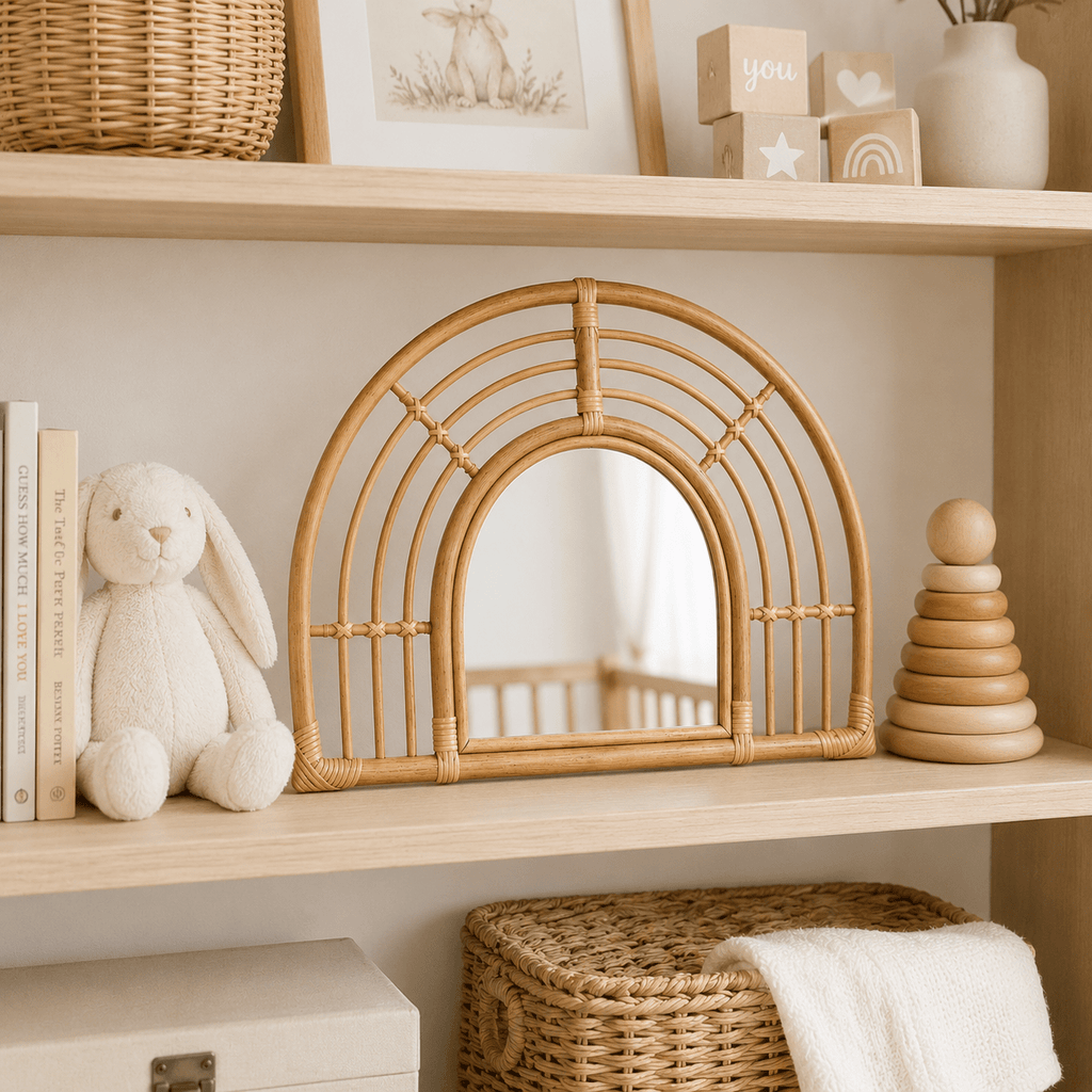 Half Circle Rainbow Rattan Mirror - MY ISLAND COLLECTIVE