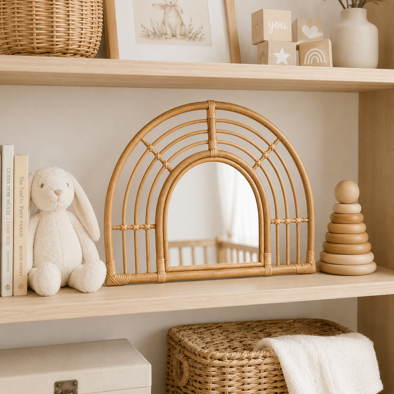 Half Circle Rainbow Rattan Mirror - MY ISLAND COLLECTIVE