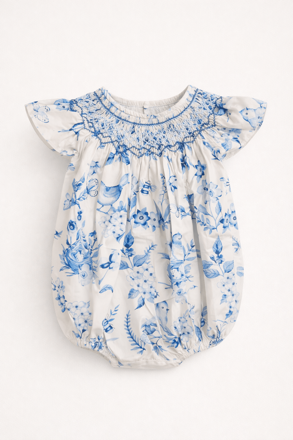 Handmade Smocked Baby Romper | Blue Bird - MY ISLAND COLLECTIVE